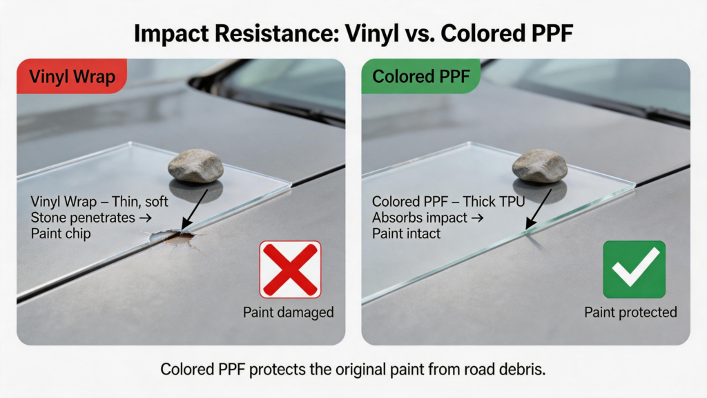 Impact Resistance Vinyl vs. Colored PPF