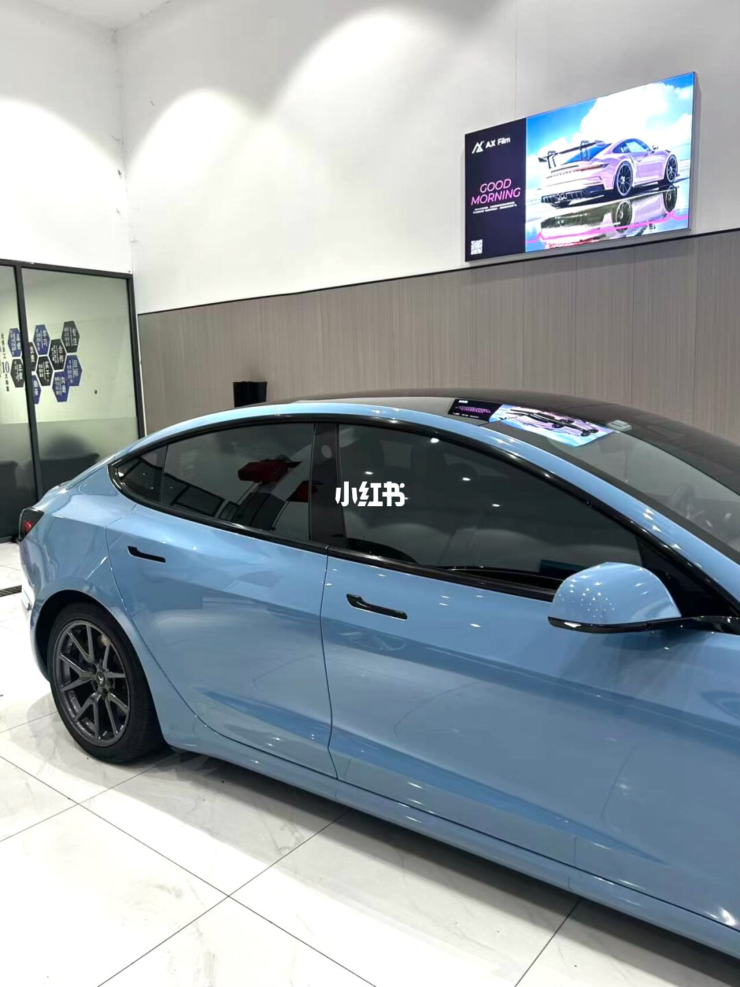 ELOV PPF-CP133 Porcelain Blue color PPF application on car - image 2